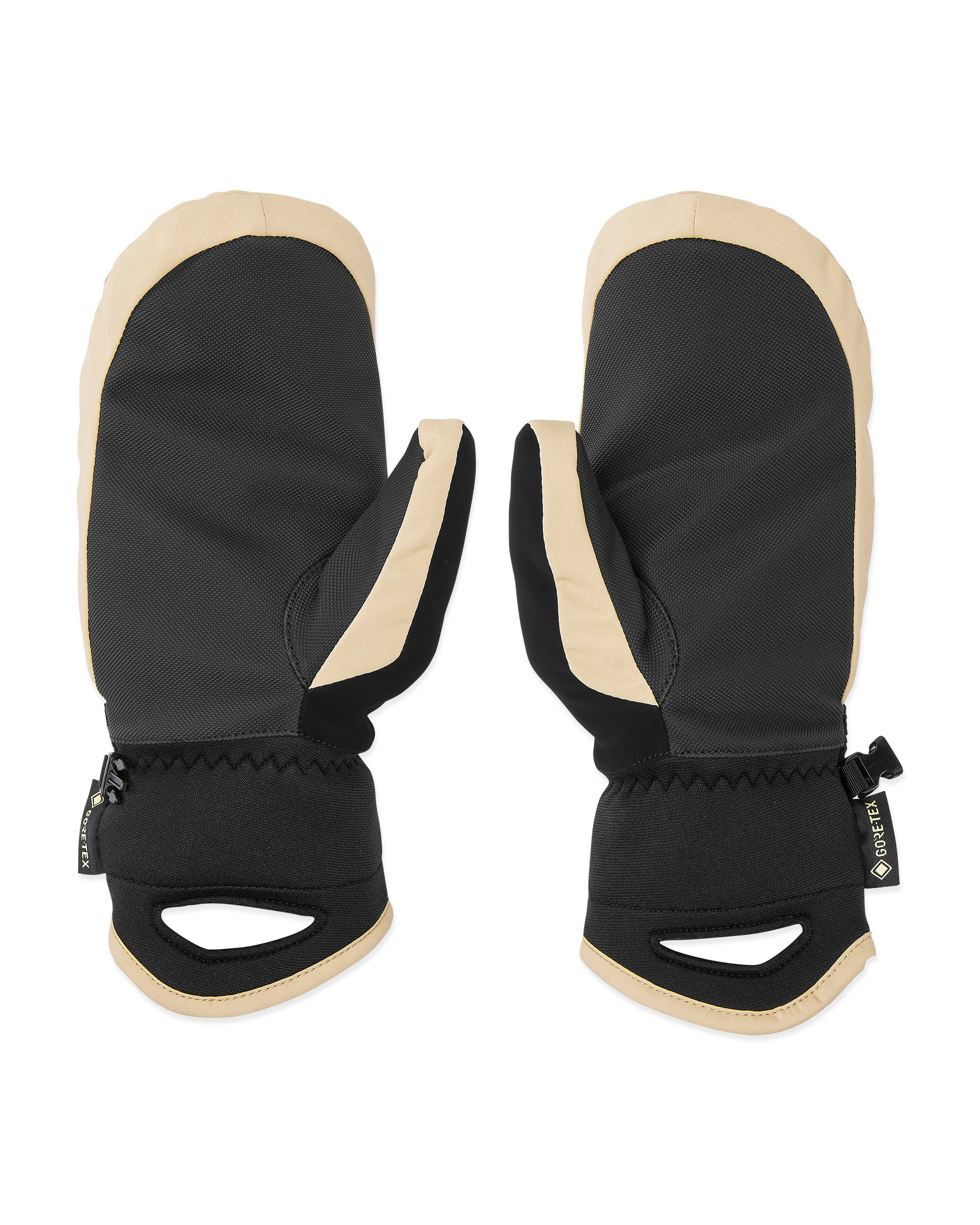 Volcom Women's Peep GORE-TEX Mitt - A black mitt with a tan trim and a small white logo on the cuff.