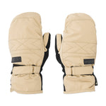 Volcom Women's Peep GORE-TEX Mitt - A pair of tan mittens with a quilted pattern on top and black mesh at the wrist.
