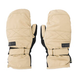Volcom Women's Peep GORE-TEX Mitt - A pair of tan mittens with a quilted pattern on top and black mesh at the wrist.
