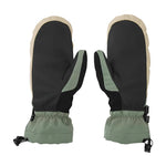Volcom Women's V. Snow Over Mitt 2025 - Black mittens with a white trim and gray accents on the wrist strap.