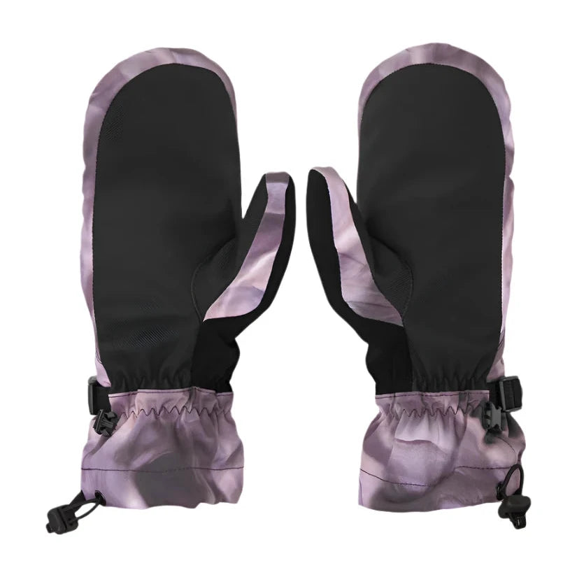 Volcom Women's V. Snow Over Mitt - A pair of black mittens with a textured palm and thumb, featuring a Velcro closure at the wrist.