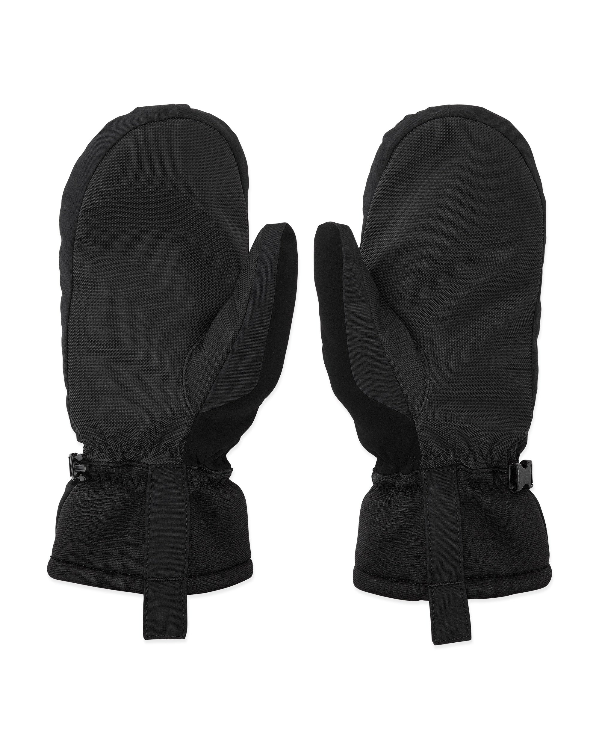 Volcom Women's Peep GORE-TEX Mitt - A black mitt with a textured pattern on the palm and thumb, featuring a strap closure at the wrist.