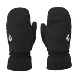 Volcom Women's Upland Mitt - A pair of black mittens with a white logo on each side, featuring a geometric design and a textured fabric.