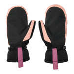 Volcom Women's Upland Mitt - A pair of black mittens with a pink trim and strap on the back.