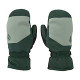 Volcom Women's Upland Mitt - A pair of dark green mittens with a lighter green accent on the top and a small logo in the same color.