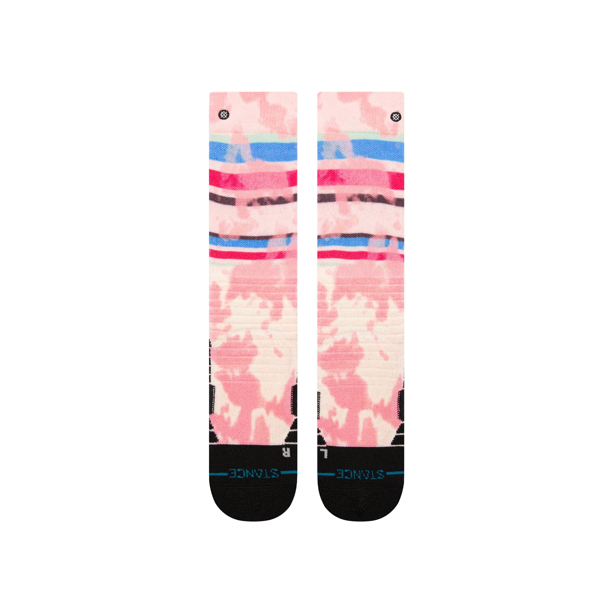 Stance Junior's Brong Snow Sock 2025 - Pink snow socks with a subtle pattern of darker pink and blue stripes.