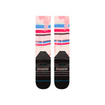 Stance Junior's Brong Snow Sock 2025 - A pair of pink snow socks with a blue and green stripe pattern on top.