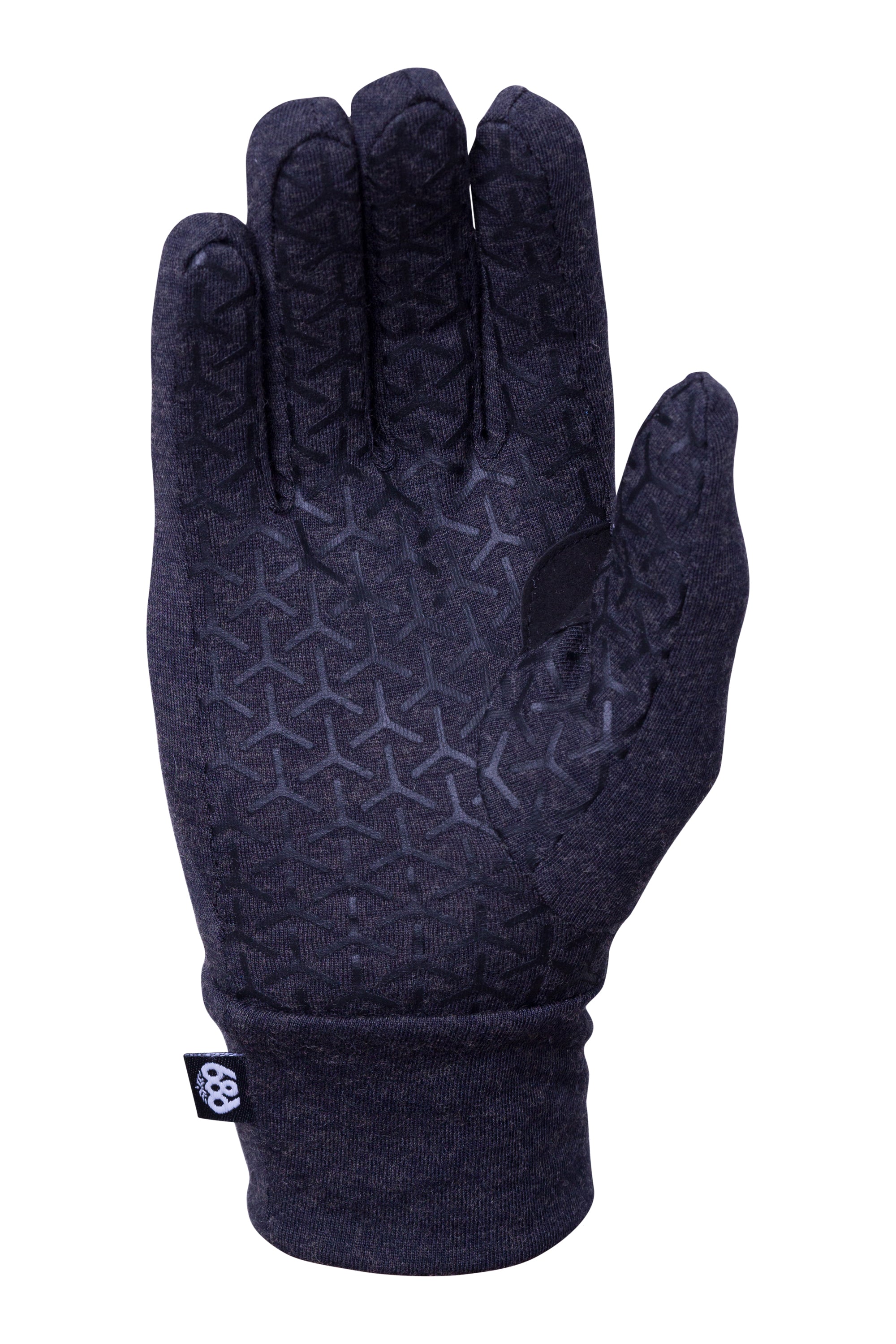 The 686 Women's GORE-TEX SMARTY 3-in-1 Gauntlet Mitt has a dark gray color with a geometric pattern on the back side.