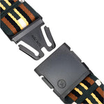 Arcade Vernan Kee Keyah Belt 2025 - A black belt with a repeating pattern of brown, white, and yellow stripes.