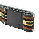 Arcade Vernan Kee Keyah Belt 2025 - A dark green belt with a repeating pattern of light brown, yellow, and white stripes.