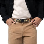 Arcade Vernan Kee Keyah Belt 2025 - Brown belt with a repeating pattern of tan, white, and black stripes.