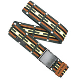 Arcade Vernan Kee Keyah Belt 2025 - A brown belt with a repeating pattern of tan, white, and black stripes.