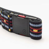 Arcade Vernon Kee Keyah Slim Belt 2025 - Black belt with red, yellow, and blue geometric patterned stripe on strap.