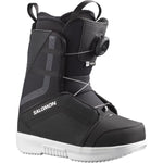 Salomon Junior Project BOA Snowboard Boots 2025 - Black snowboard boots with white accents and a textured rubber sole.