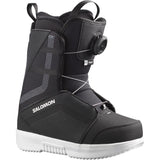Salomon Junior Project BOA Snowboard Boots 2025 - Black snowboard boots with white accents and a textured rubber sole.