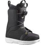Salomon Women's Pearl BOA Snowboard Boots - Black snowboard boots with a textured pattern on the toe and heel areas, featuring a black BOA dial on the side.