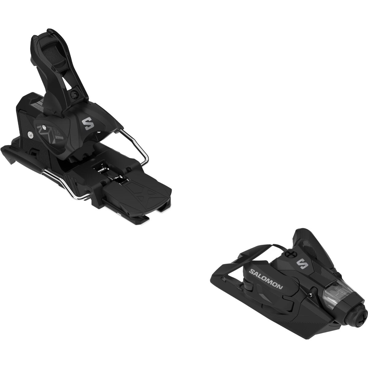 Salomon Strive 16 MN Ski Bindings - Black ski bindings with silver hardware and a black plastic body.