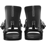 Salomon Rhythm Snowboard Bindings - Black bindings with silver buckles and straps on a white background.