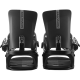Salomon Rhythm Snowboard Bindings - Black bindings with silver buckles and straps on a white background.