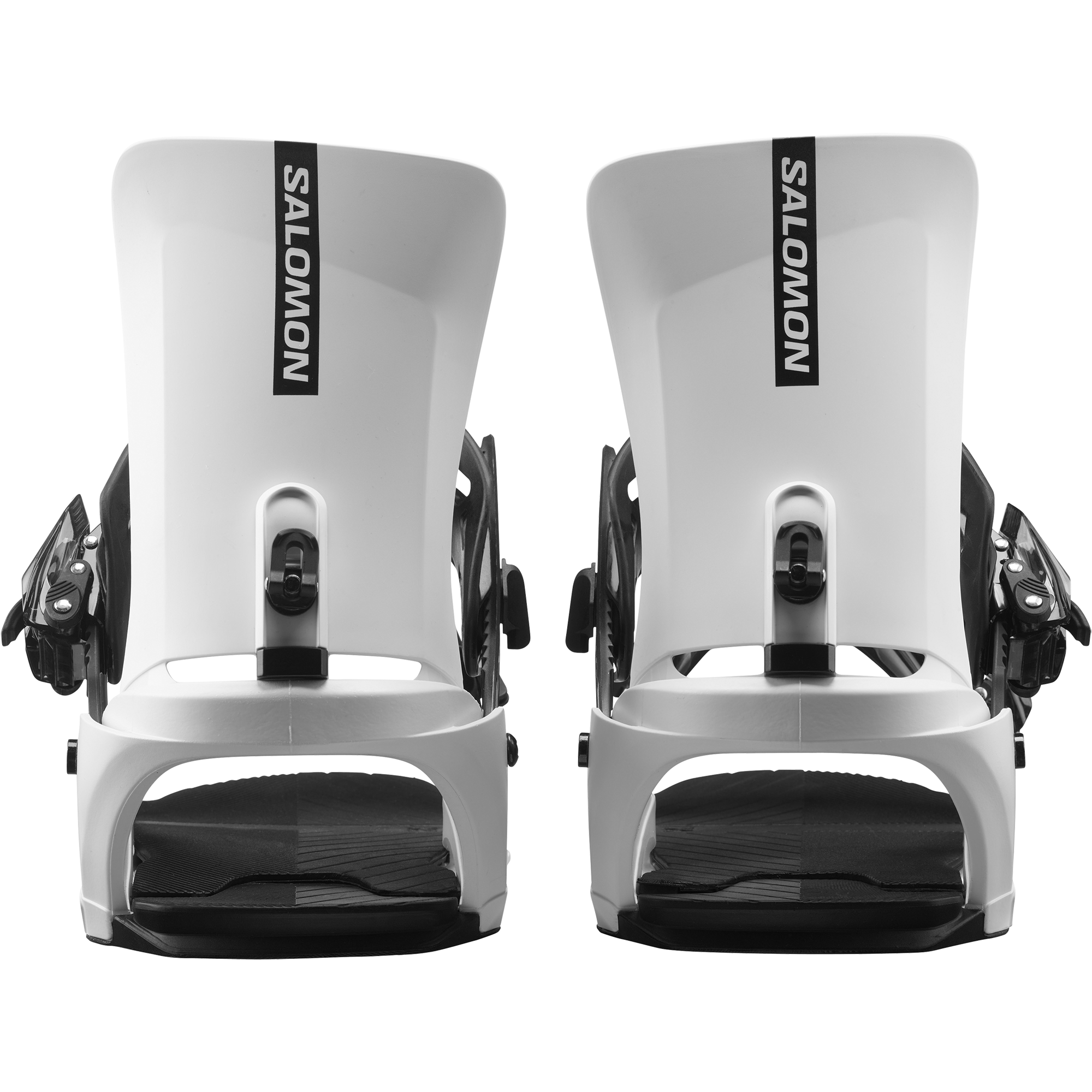 Salomon Rhythm Snowboard Bindings - White bindings with black buckles and straps.