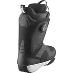 Salomon Men's Dialogue Dual BOA Snowboard Boots - Black snowboard boots with a textured pattern on the toe and heel areas, featuring a BOA dial on the side.