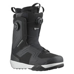 Salomon Men's Dialogue Dual BOA Wide Snowboard Boots - Black snowboard boots with a textured rubber toe cap and white soles.