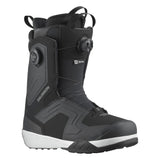 Salomon Men's Dialogue Dual BOA Wide Snowboard Boots - Black snowboard boots with a textured rubber toe cap and white soles.