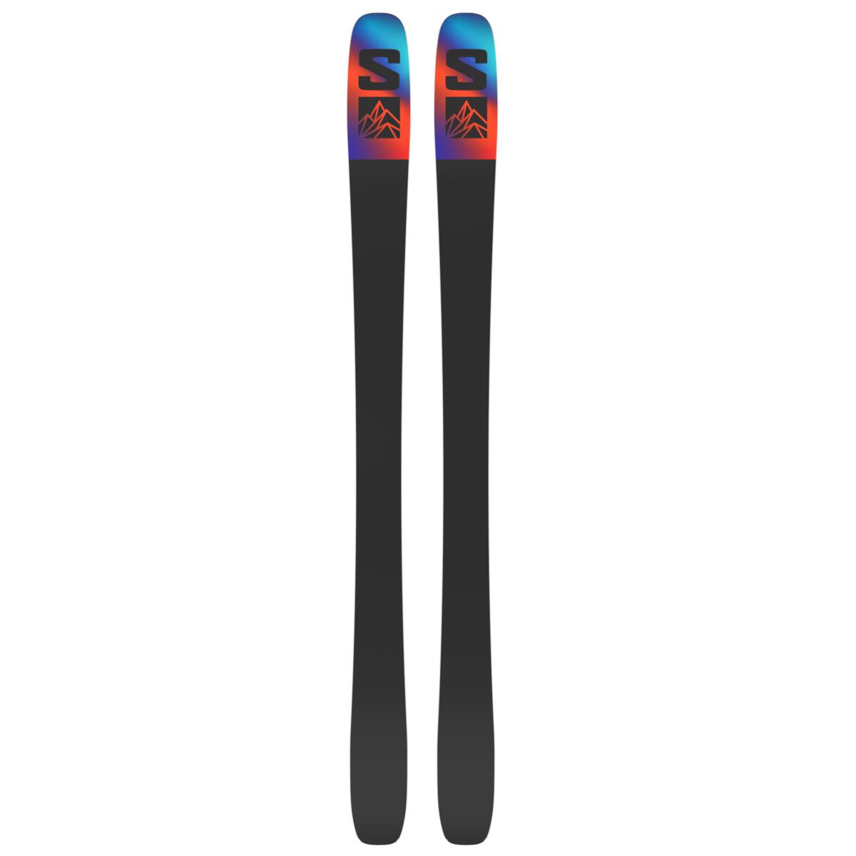 Salomon QST 92 Skis 2025 - A pair of skis with a black base and blue, red, and yellow gradient at the tips.
