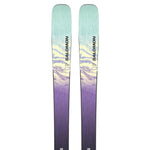 Salomon Women's Stance 88 Skis 2025 - A pair of skis with a purple and yellow marbled pattern on the top, featuring a light blue-green color at the tip.