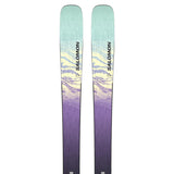 Salomon Women's Stance 88 Skis 2025 - A pair of skis with a purple and yellow marbled pattern on the top, featuring a light blue-green color at the tip.