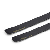 Salomon Women's Stance 88 Skis 2025 - Black skis with yellow writing on top and bottom, angled from tip to tail.