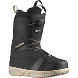 Salomon Men's Faction BOA Snowboard Boots 2025 - Black snowboard boots with white laces and a black BOA dial on the side.