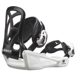 Salomon Youth GoodTime Snowboard Binding - A black snowboard binding with a white logo on the front and a white strap.