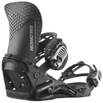 Salomon Hologram Snowboard Bindings 2025 - Black bindings with silver hardware and a holographic logo on the strap.