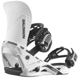 Salomon Hologram Snowboard Bindings 2026 - White bindings with black straps and buckles.