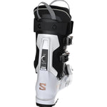 Salomon Women's S/PRO SUPRA BOA 105 Ski Boots 2025 - Black ski boot with white accents and silver buckles.