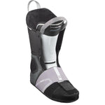 Salomon Women's S/PRO SUPRA BOA 105 Ski Boots - A black ski boot with a white logo on the side and silver buckles.