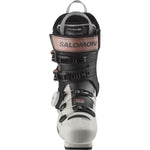 Salomon Women's S/PRO SUPRA BOA 105 Ski Boots - Black ski boots with a silver logo on the side and black laces.
