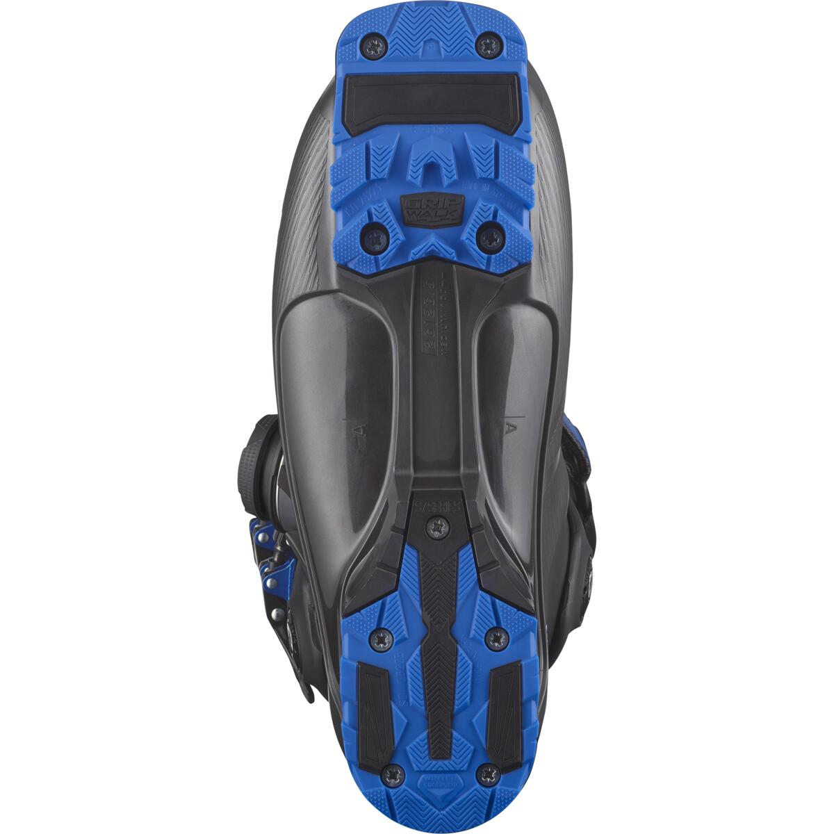 Salomon Men's S/PRO SUPRA BOA 120 Ski Boots - Black ski boots with blue accents and a textured rubber sole.