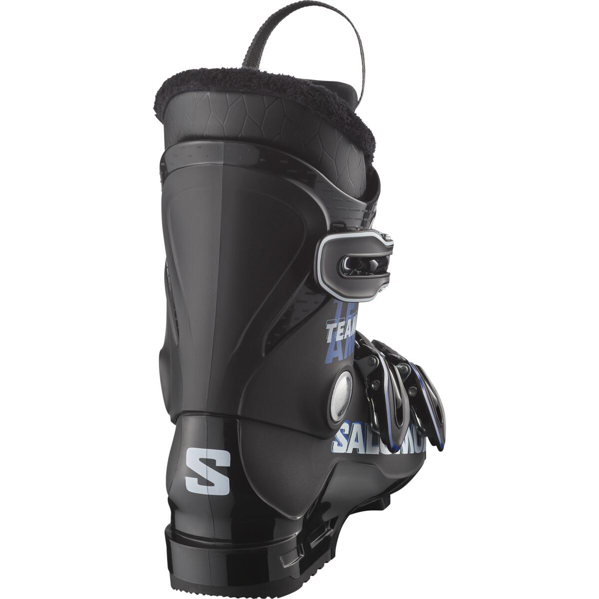 Salomon Junior Team T3 Ski Boots 2025 - Black ski boots with white lettering and a blue logo on the side.