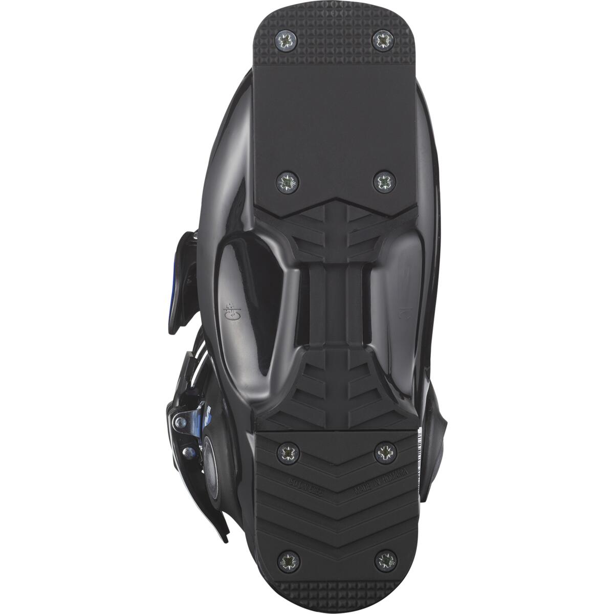Salomon Junior Team T2 Ski Boots 2025 - Black ski boots with a silver logo on the side and blue accents.