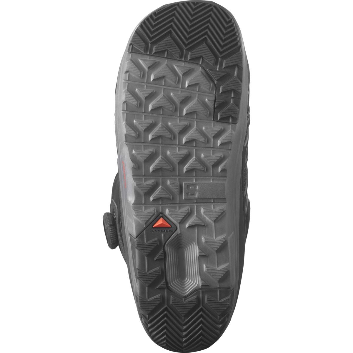 Salomon Launch BOA SJ Snowboard Boots 2025 - Black snowboard boots with a textured rubber sole and black laces.