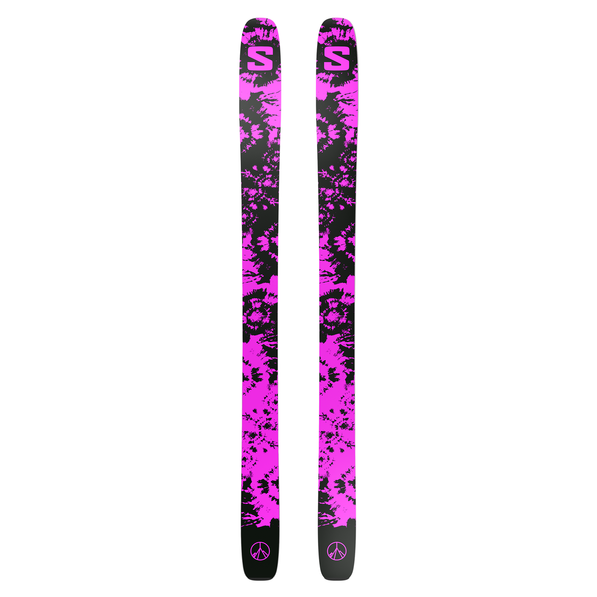 Salomon S/Lab QST X Skis 2026 - A pair of skis with a black base and pink accents, featuring a distinctive "S" logo on the tip.