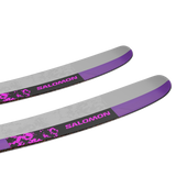 Salomon S/Lab QST X Skis 2026 - A pair of skis with a purple and gray color scheme, featuring a distinctive black stripe along the top edge.