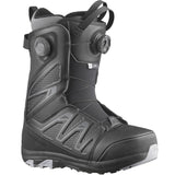 Salomon Women's Ivy SJ BOA Snowboard Boot - Black snowboard boots with a textured pattern on the side and a white logo on the tongue.