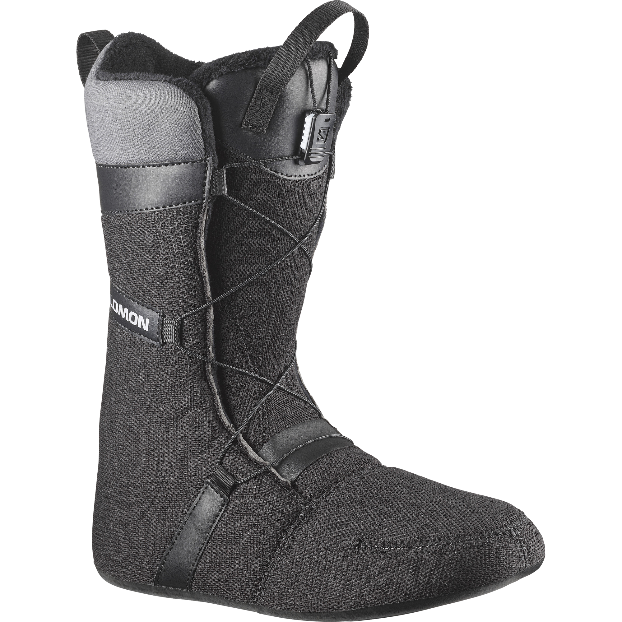 Salomon Women's Ivy BOA Straight Jacket Snowboard Boot - A black snowboard boot with a textured pattern on the upper material and a white logo on the side.
