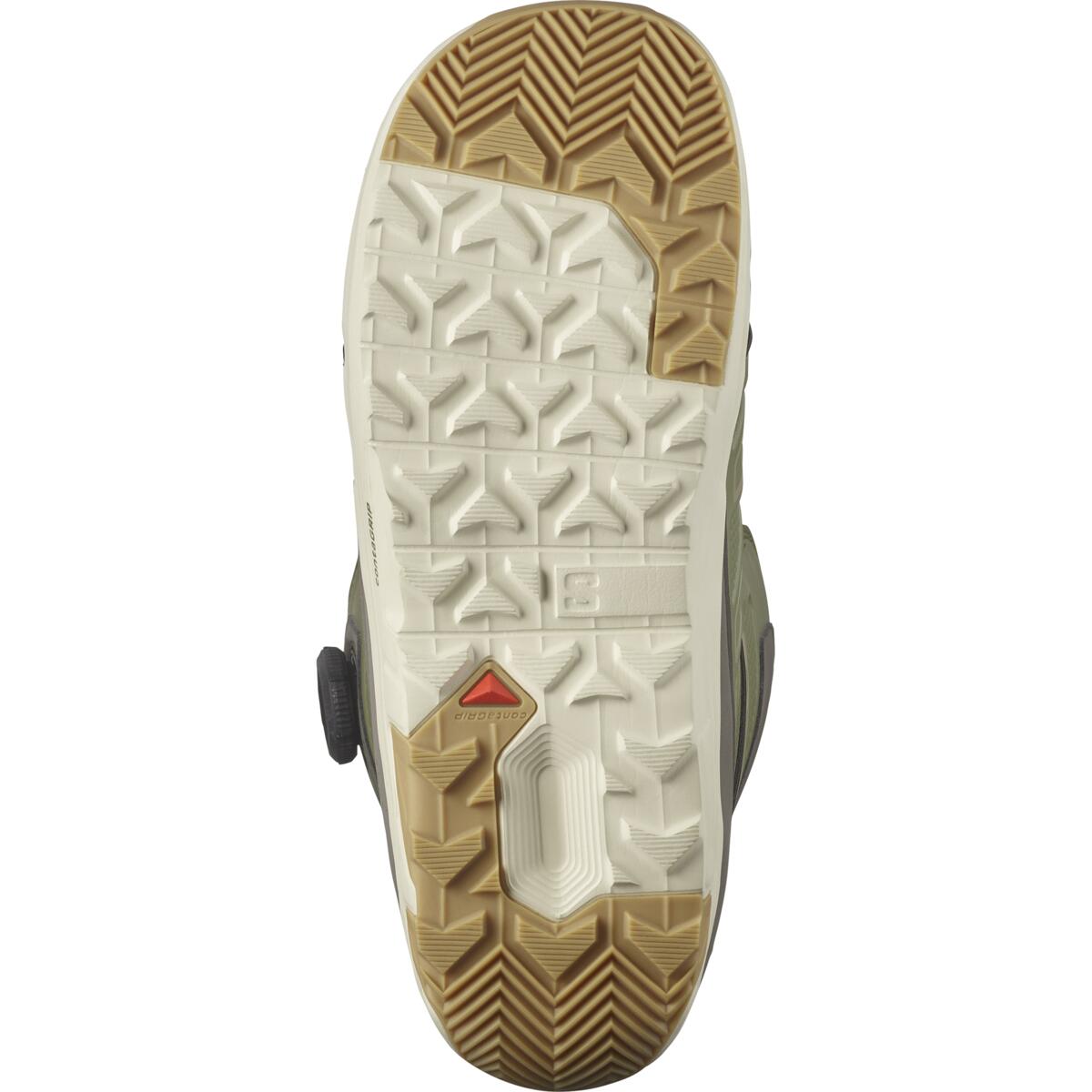 Salomon Launch BOA SJ Snowboard Boots 2025 - A pair of snowboard boots with a black and white color scheme, featuring a sleek design with a prominent "BOA" logo on the side.