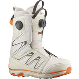 Salomon Launch BOA SJ Snowboard Boots 2025 - White snowboard boots with black and orange accents, featuring a BOA closure system on the side.