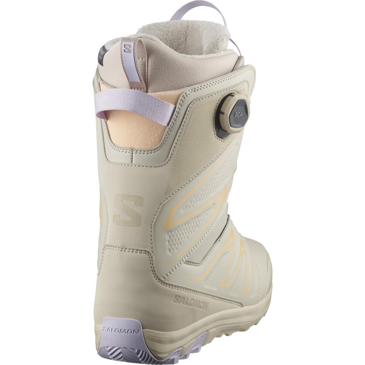 Salomon Women's Ivy SJ BOA Snowboard Boot - A cream-colored snowboard boot with a textured pattern on the side and a black BOA dial on the top.