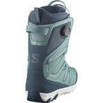 Salomon Women's Ivy SJ BOA Snowboard Boot - A light blue snowboard boot with a dark blue strap and a black BOA dial on the side.